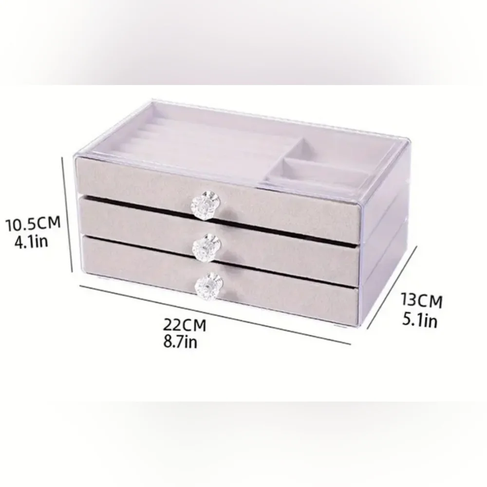 🆕️ ROYAL PURPLE VELVET JEWELRY ORGANIZER BOX - 3 DRAWER - Picture 6 of 6